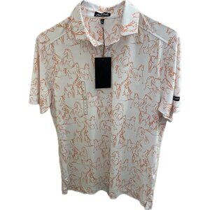 NWT Bad Birdie Core Polo Golf Shirt Mens S "Wild Horses" Performance MSRP $78